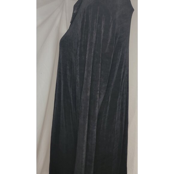 Whimsigoth Womens XL Black Shimmer Knit Blouse w/ Light Jacket Stretch Career - Picture 7 of 9